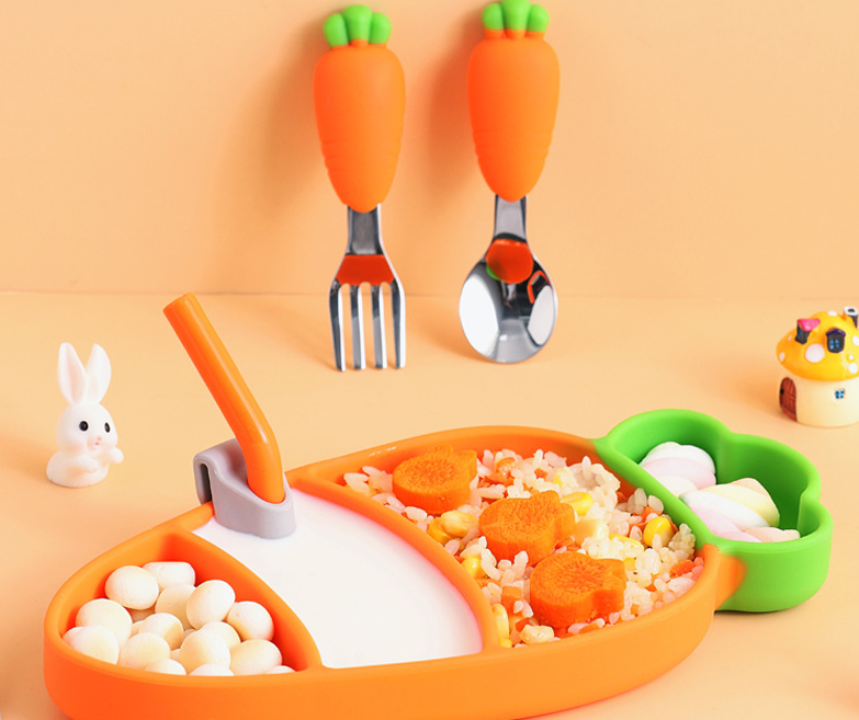 food-grade silicone baby feeding plate sets